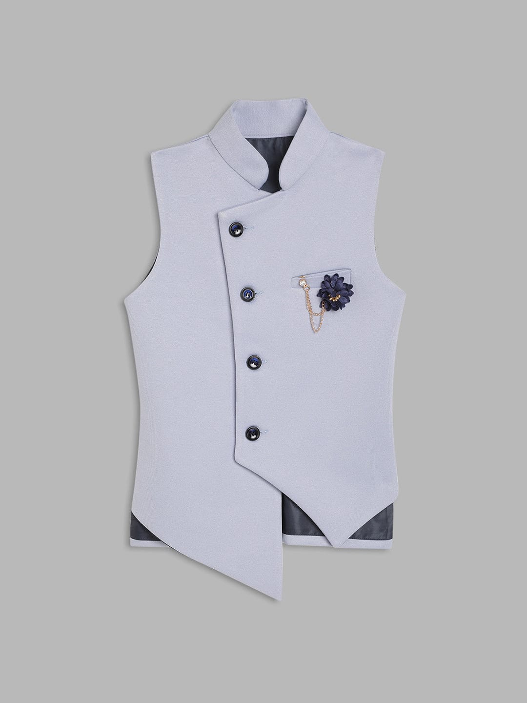 Blue Giraffe Boys Mandarin Collar Waist Coat