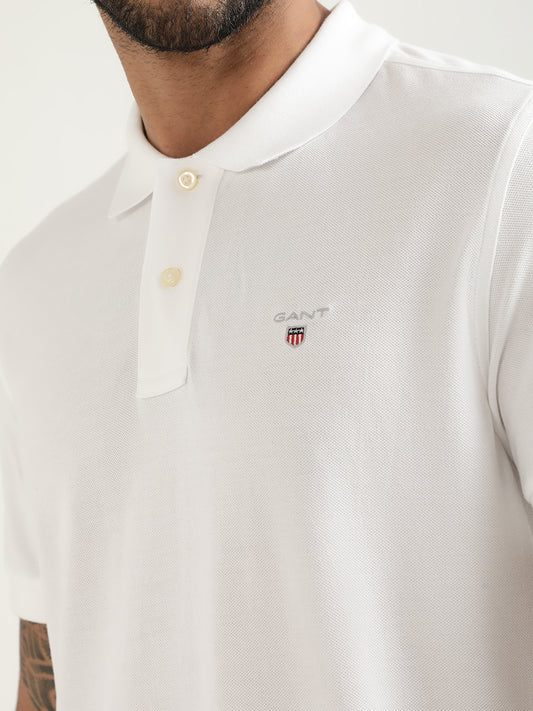 Gant White Original Regular Fit Pique Polo T-Shirt