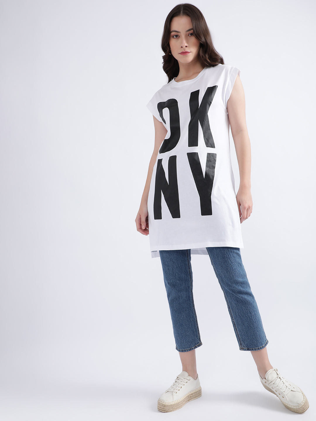 Dkny White Fashion Logo Regular Fit T-Shirt