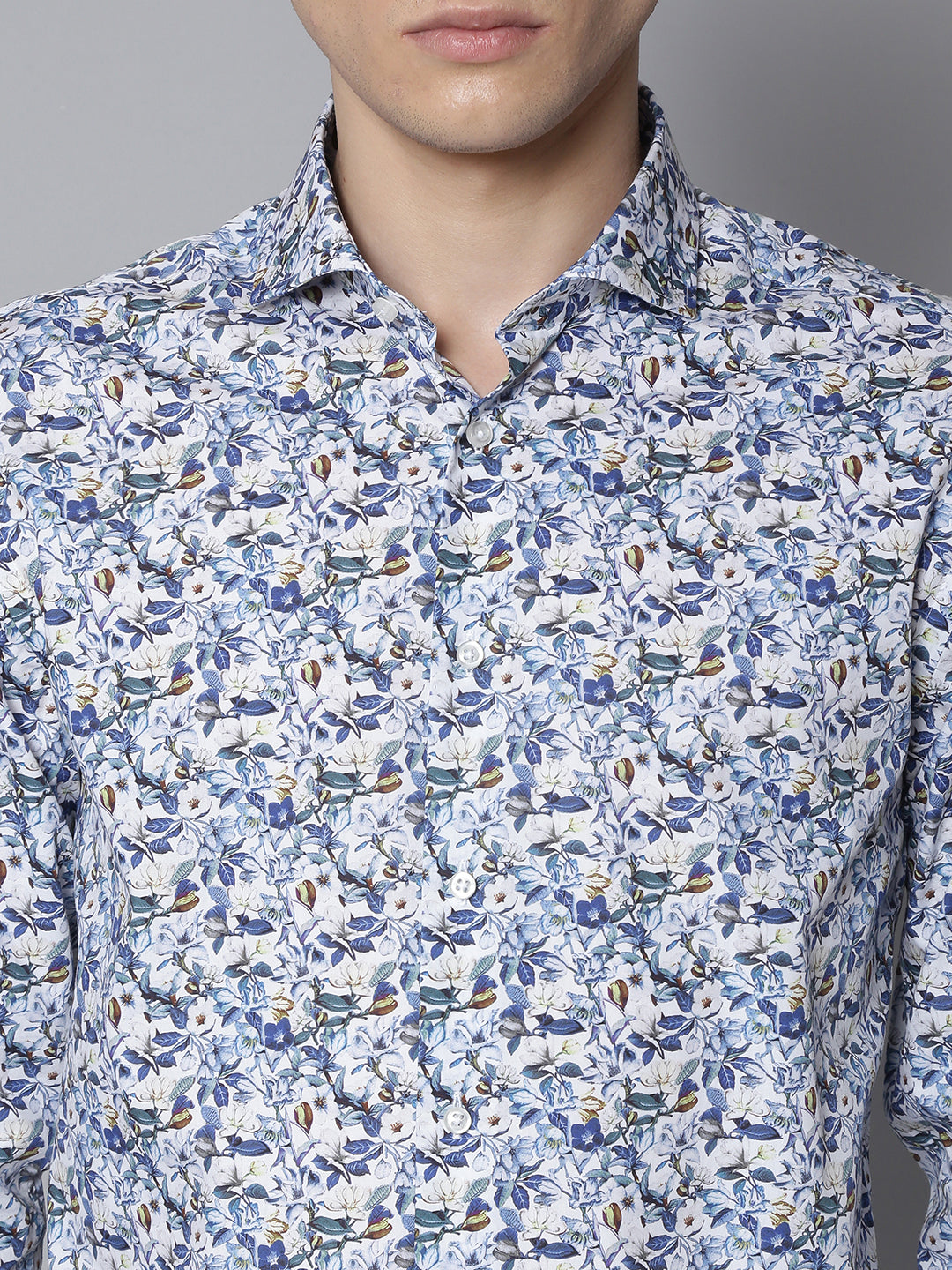 Bruun & Stengade Men White Printed Collar Shirt