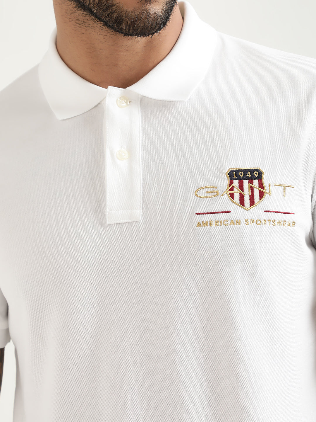 Gant White Logo Regular Fit Polo T-Shirt