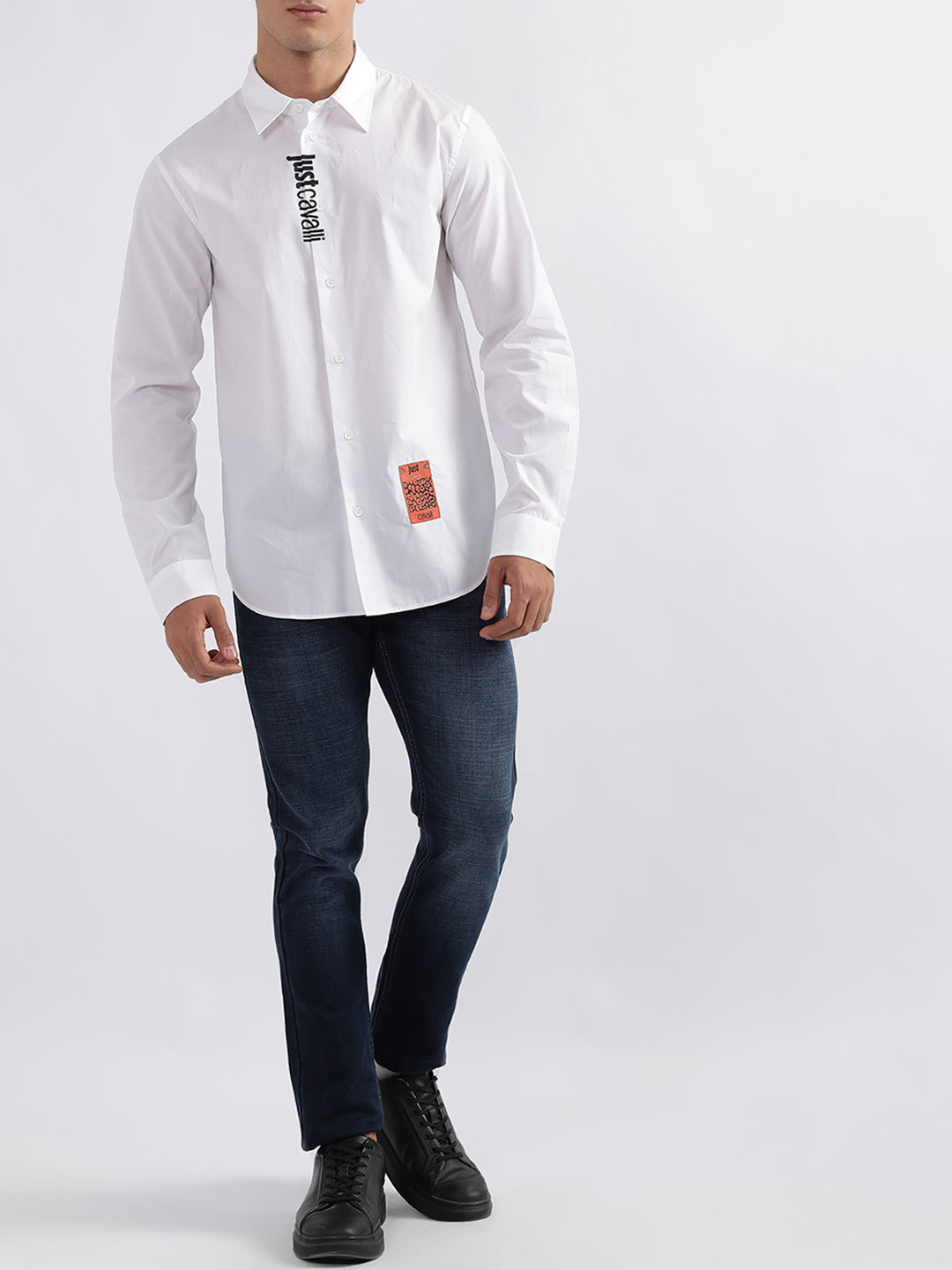 Just Cavalli White Fashion Logo Slim Fit Shirt