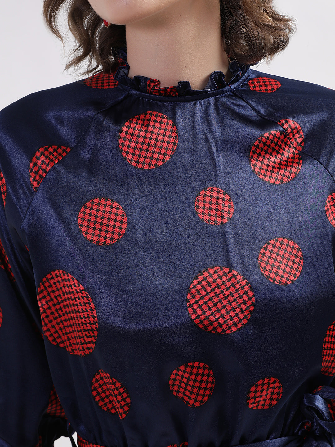 Elle Women Navy Solid Round Neck Dress