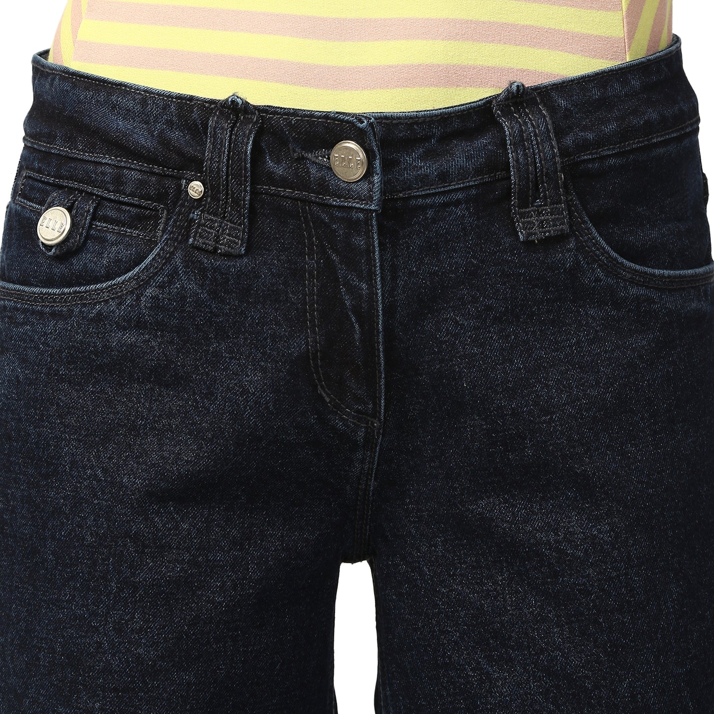 Elle Women White Solid Regular Fit Jeans