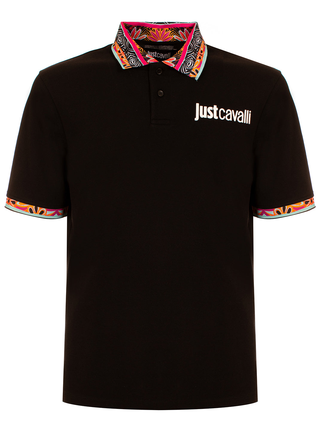 Just Cavalli Black Logo Slim Fit Polo T-Shirt