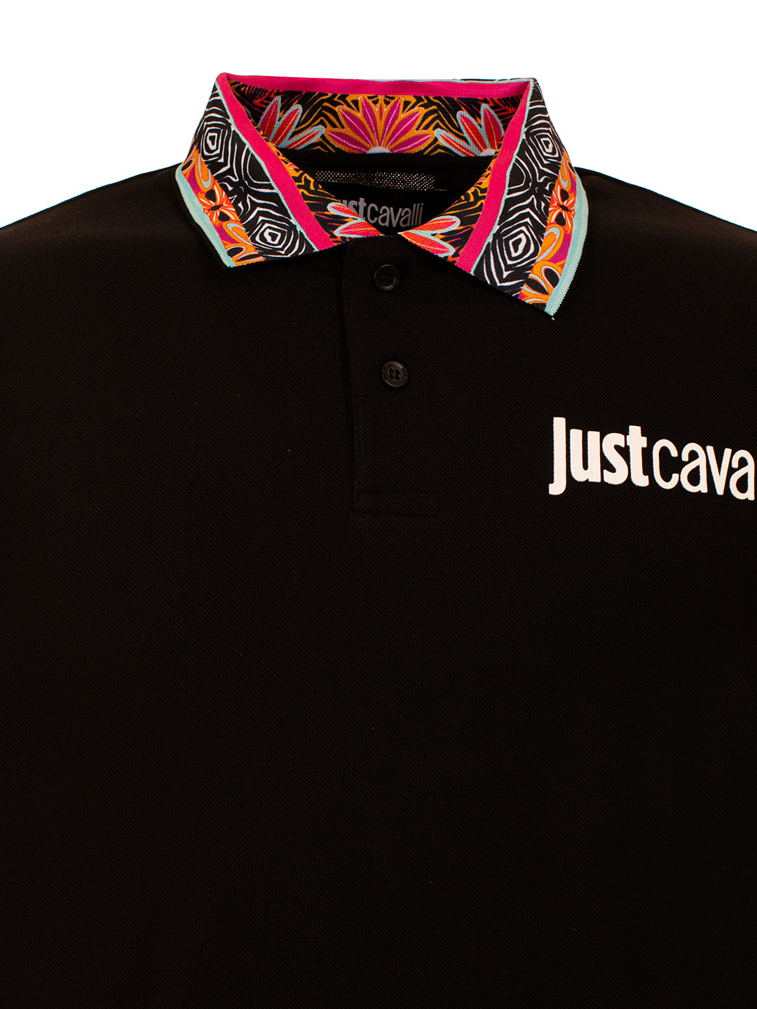 Just Cavalli Black Logo Slim Fit Polo T-Shirt