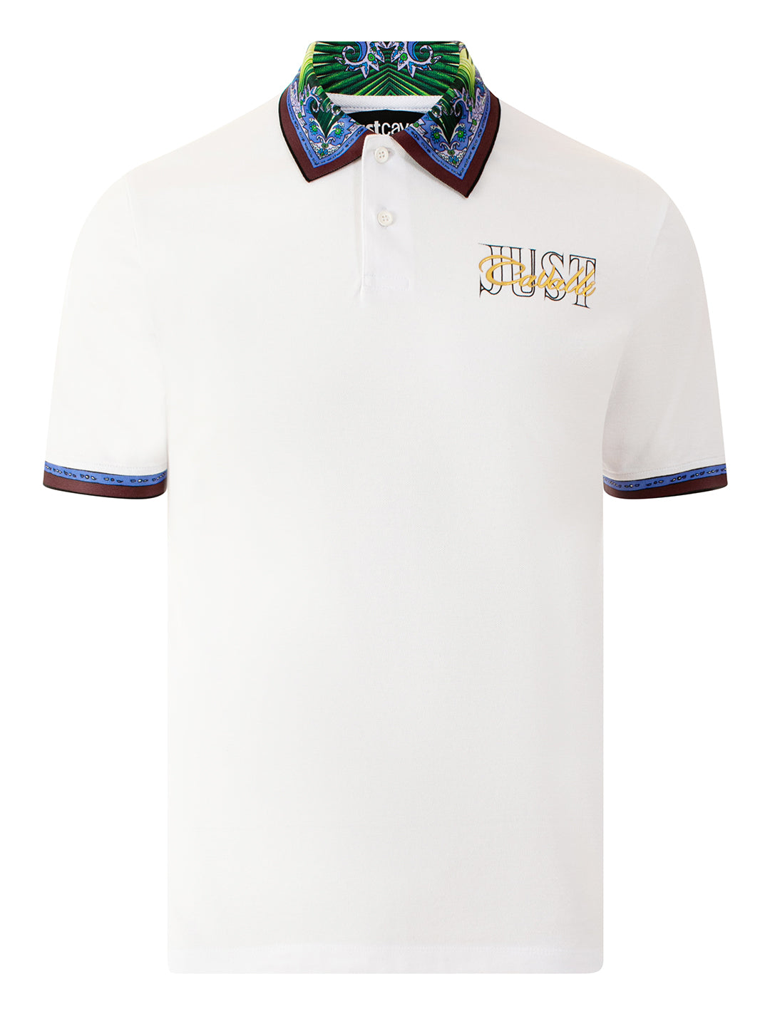 Just Cavalli White Logo Slim Fit Polo T-Shirt