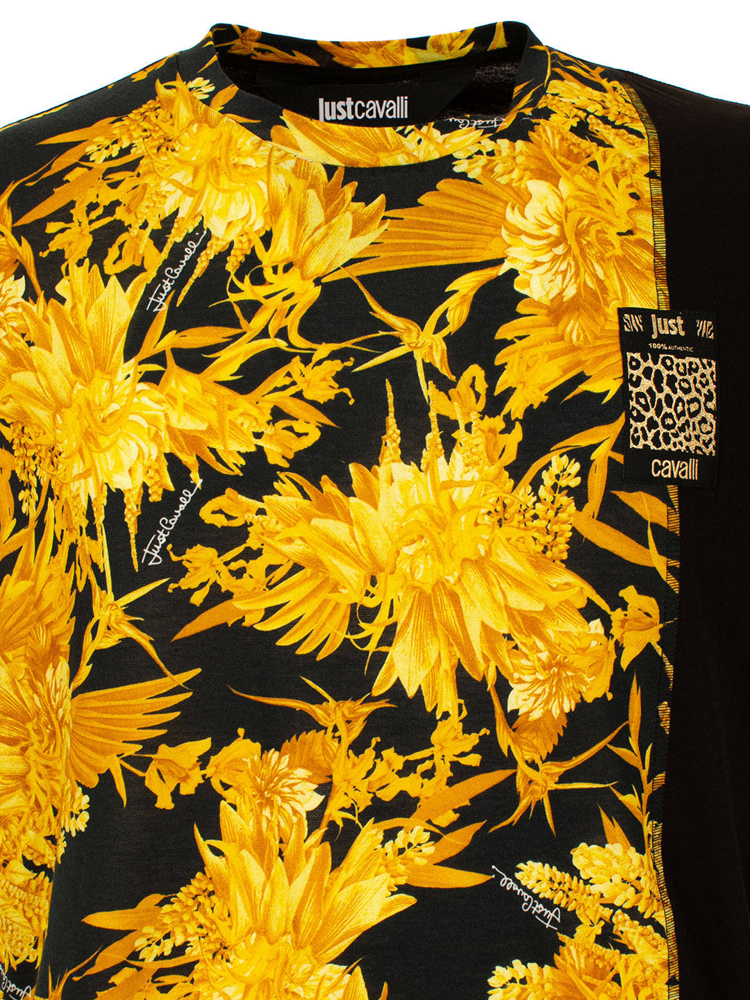 Just Cavalli White Floral Slim Fit T-Shirt