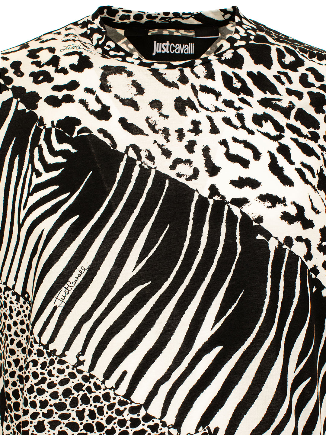 Just Cavalli Black Print Slim Fit T-Shirt