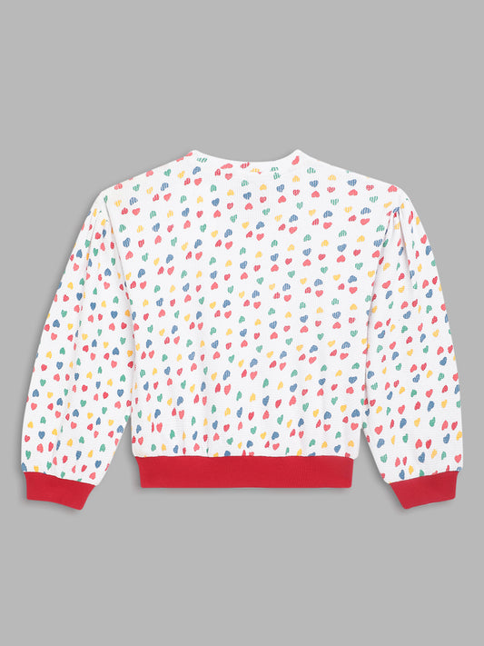 Elle Kids Girls White Printed Round Neck Top