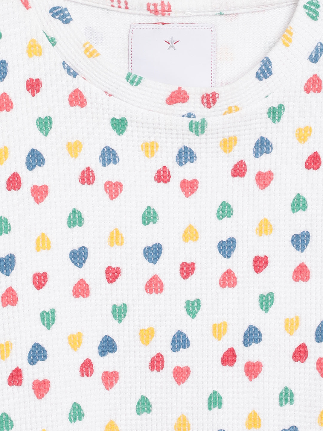 Elle Kids Girls White Printed Round Neck Top