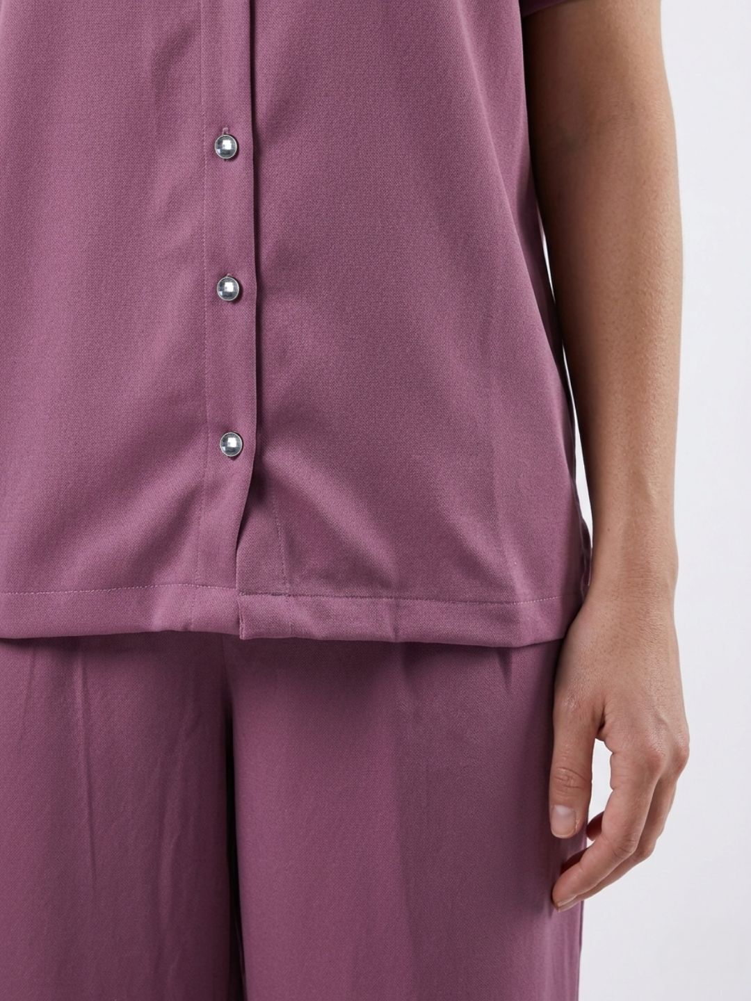 Elle Women Purple Solid Regular Fit Shirt