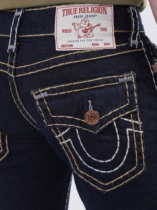 True Religion Men Blue Solid Straight Fit Jeans