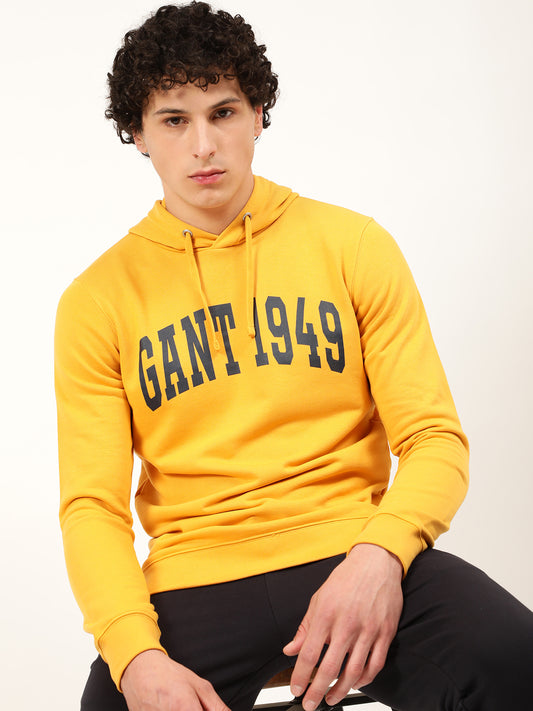 Gant Men Gold Solid Hooded Sweatshirt