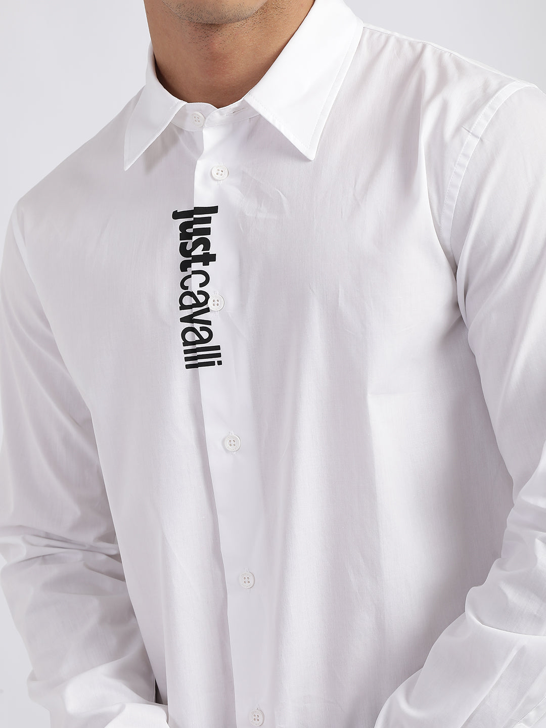 Just Cavalli White Fashion Logo Slim Fit Shirt