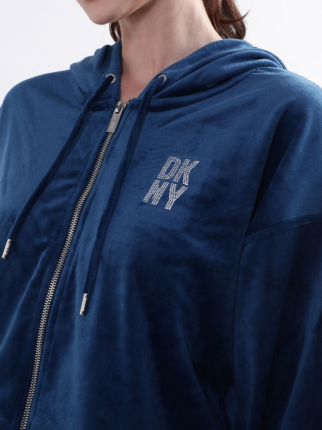Veste à Capuche DKNY Femme Taille 40 Bleu - Style Décontracté