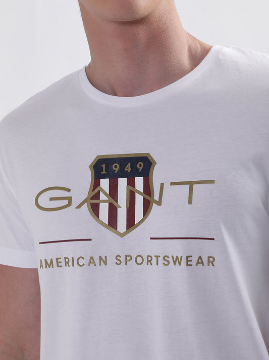 Gant White Archive Shield Logo Regular Fit T-Shirt