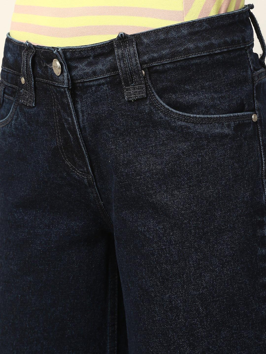 Elle Women White Solid Regular Fit Jeans