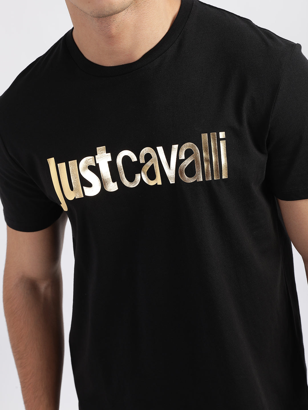 Just Cavalli Black Fashion Logo Slim Fit T-Shirt