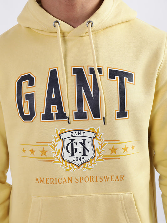 Gant Men Yellow Printed Hooded Sweatshirt