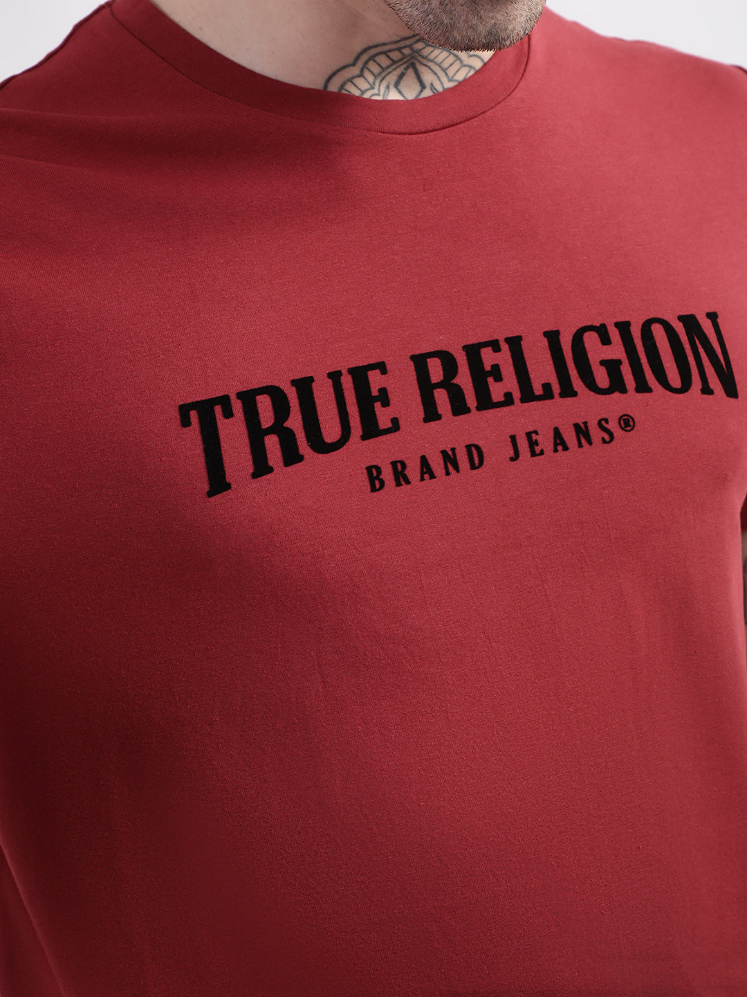 True Religion Wine Typographic Logo Regular Fit T-Shirt