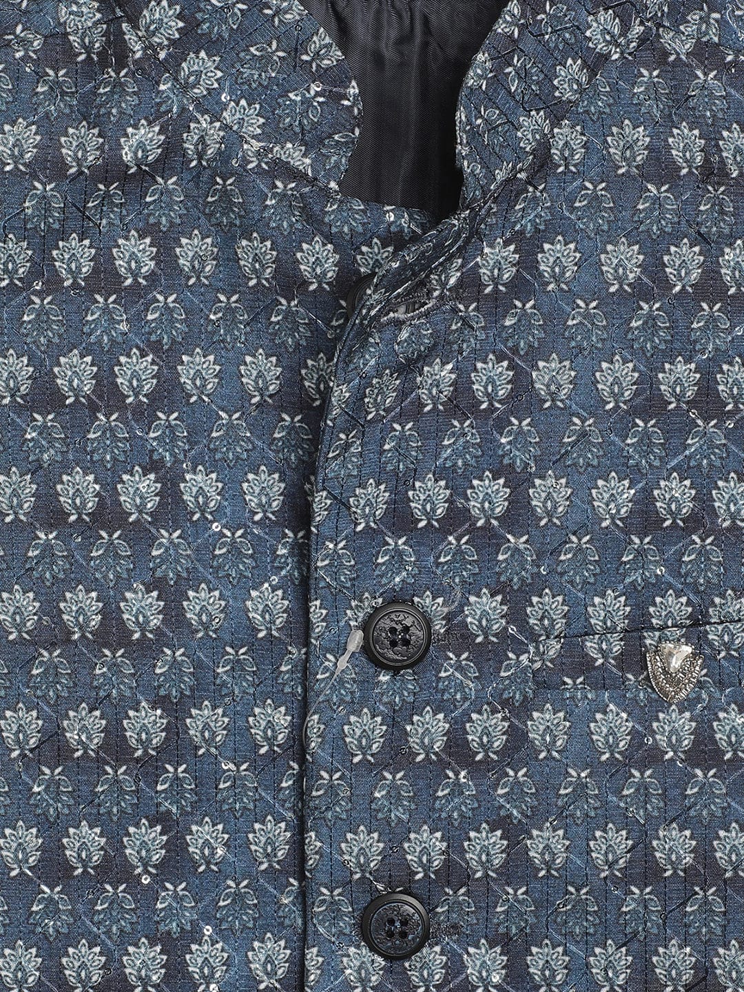 Blue Giraffe Boys Mandarin Collar Bandi Set