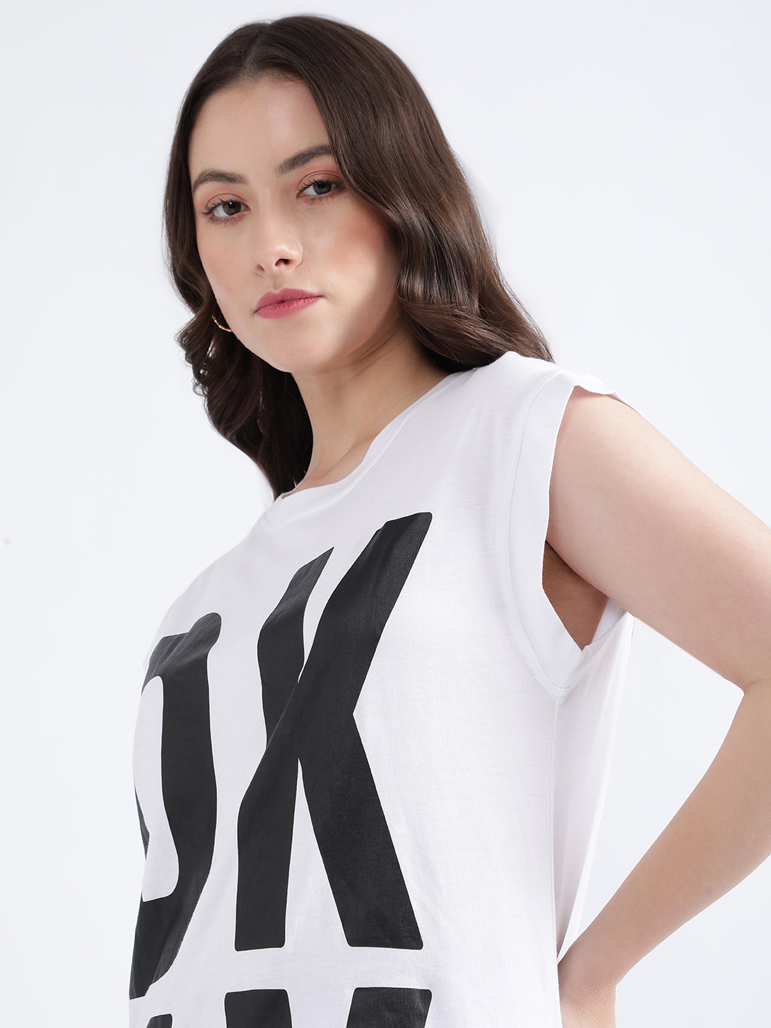 Dkny White Fashion Logo Regular Fit T-Shirt