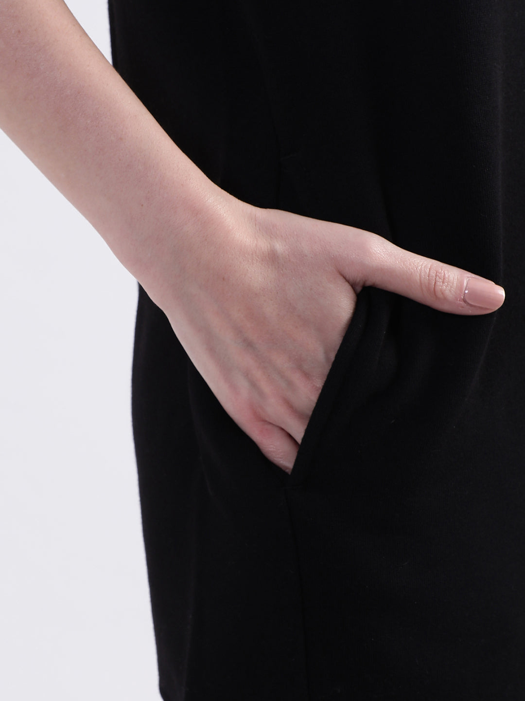 DKNY Women Black Solid High Neck Dress