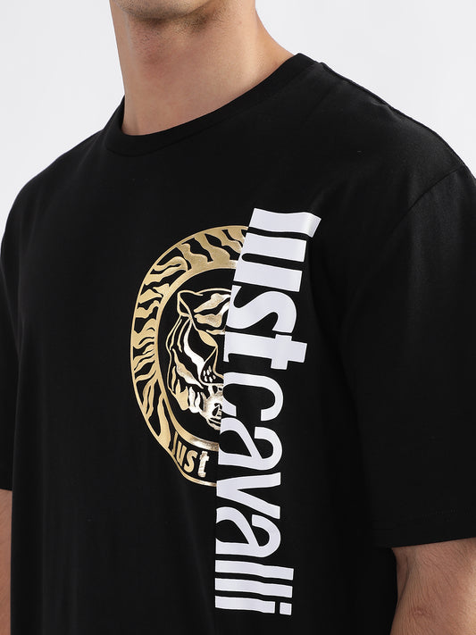 Just Cavalli Black Fashion Logo Slim Fit T-Shirt