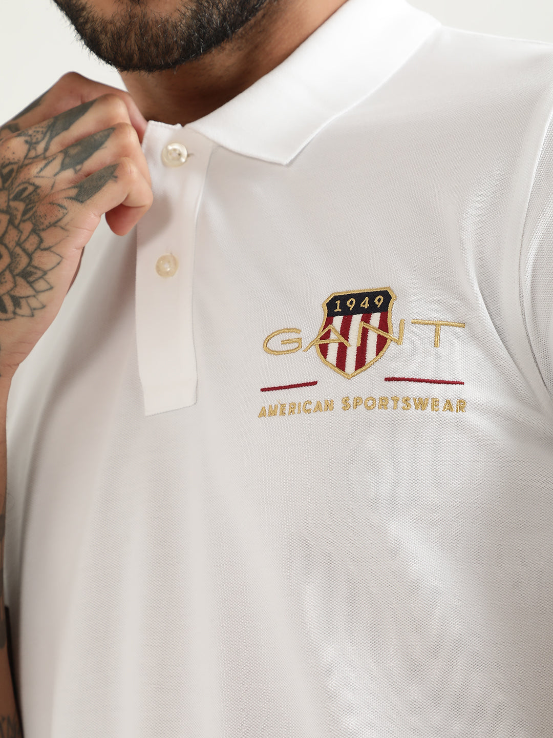 Gant White Logo Regular Fit Polo T-Shirt