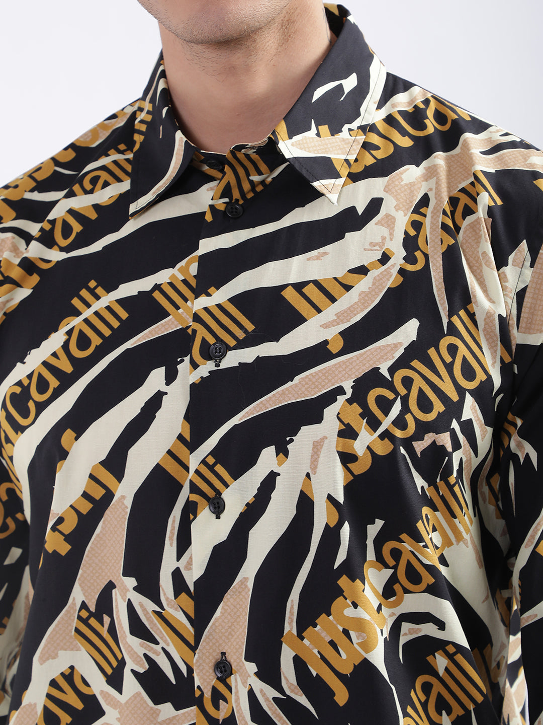 Just Cavalli Men Multi Printed Collar Shirt