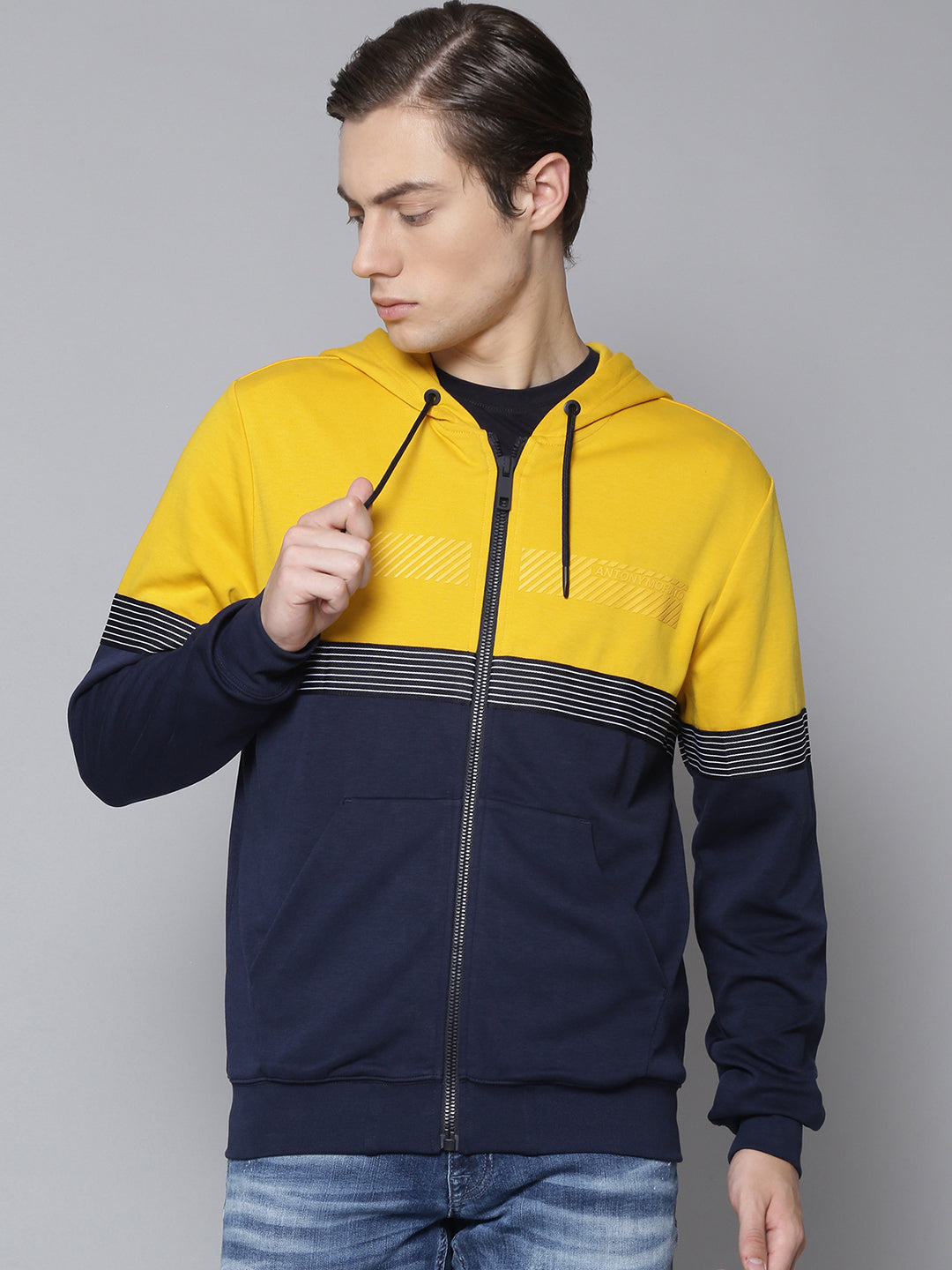 Antony Morato Men Yellow Solid Hooded Sweatshirt