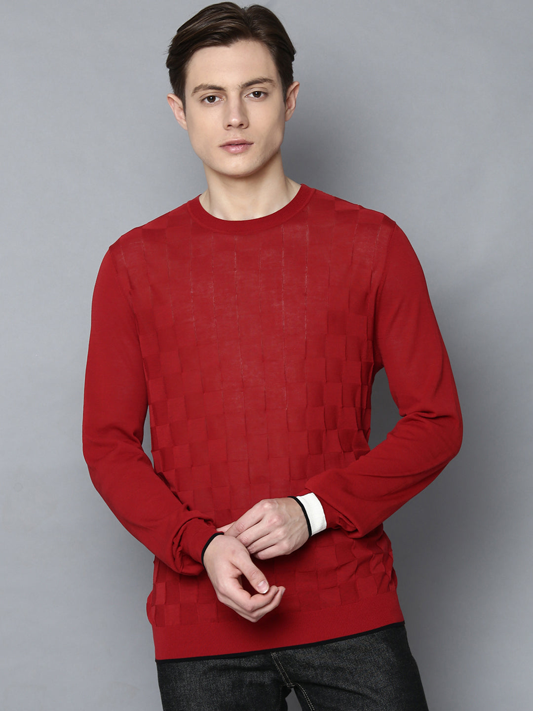Antony Morato Men Red Solid Round Neck Sweater