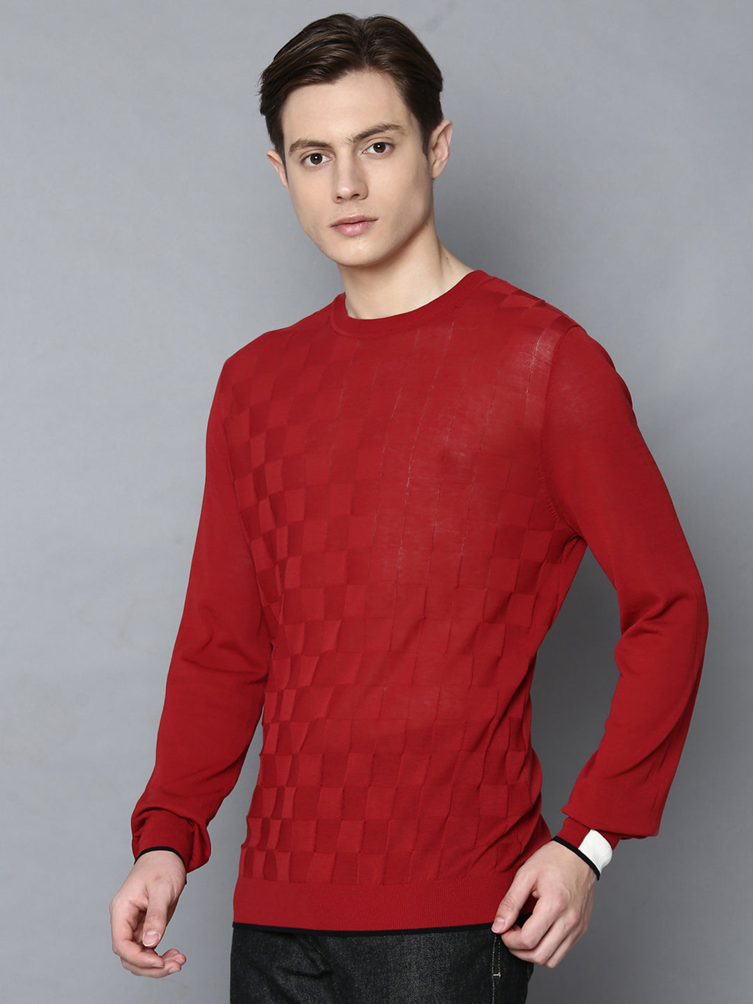 Antony Morato Men Red Solid Round Neck Sweater