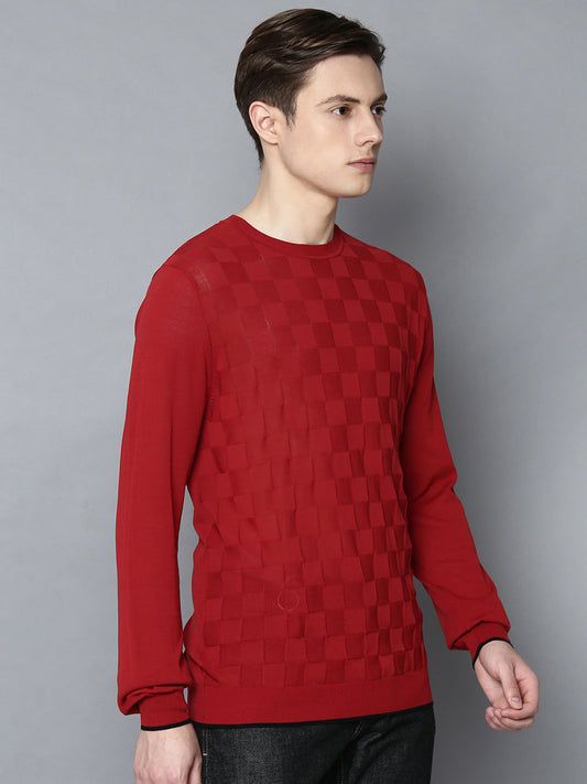Antony Morato Men Red Solid Round Neck Sweater