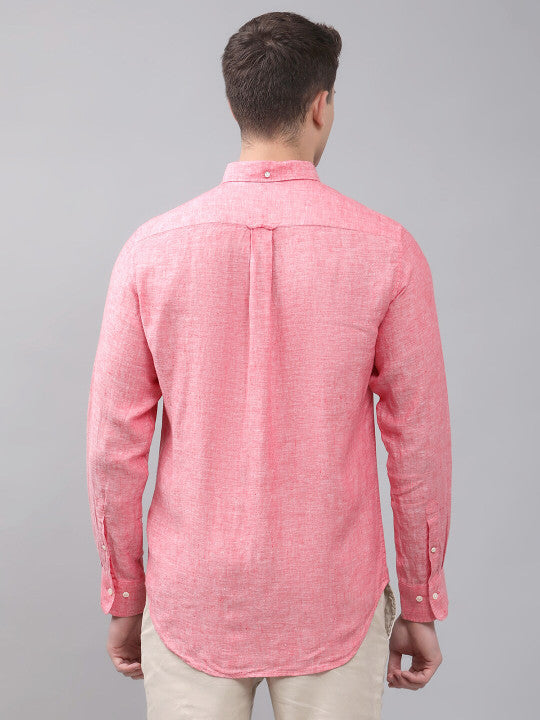Gant Men Pink Regular Fit Solid Linen Shirt