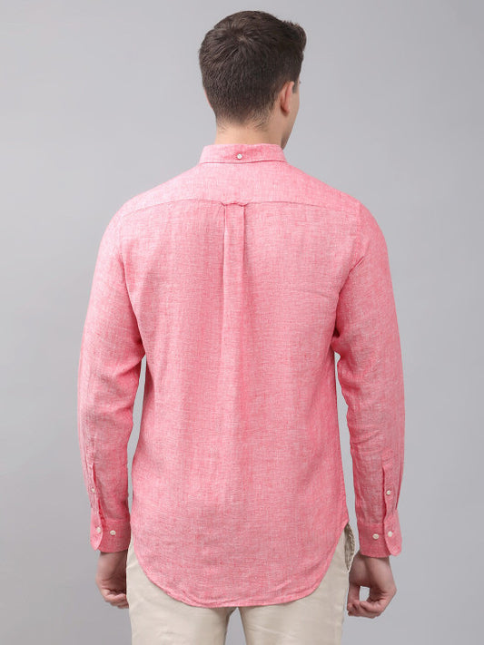 Gant Men Pink Regular Fit Solid Linen Shirt