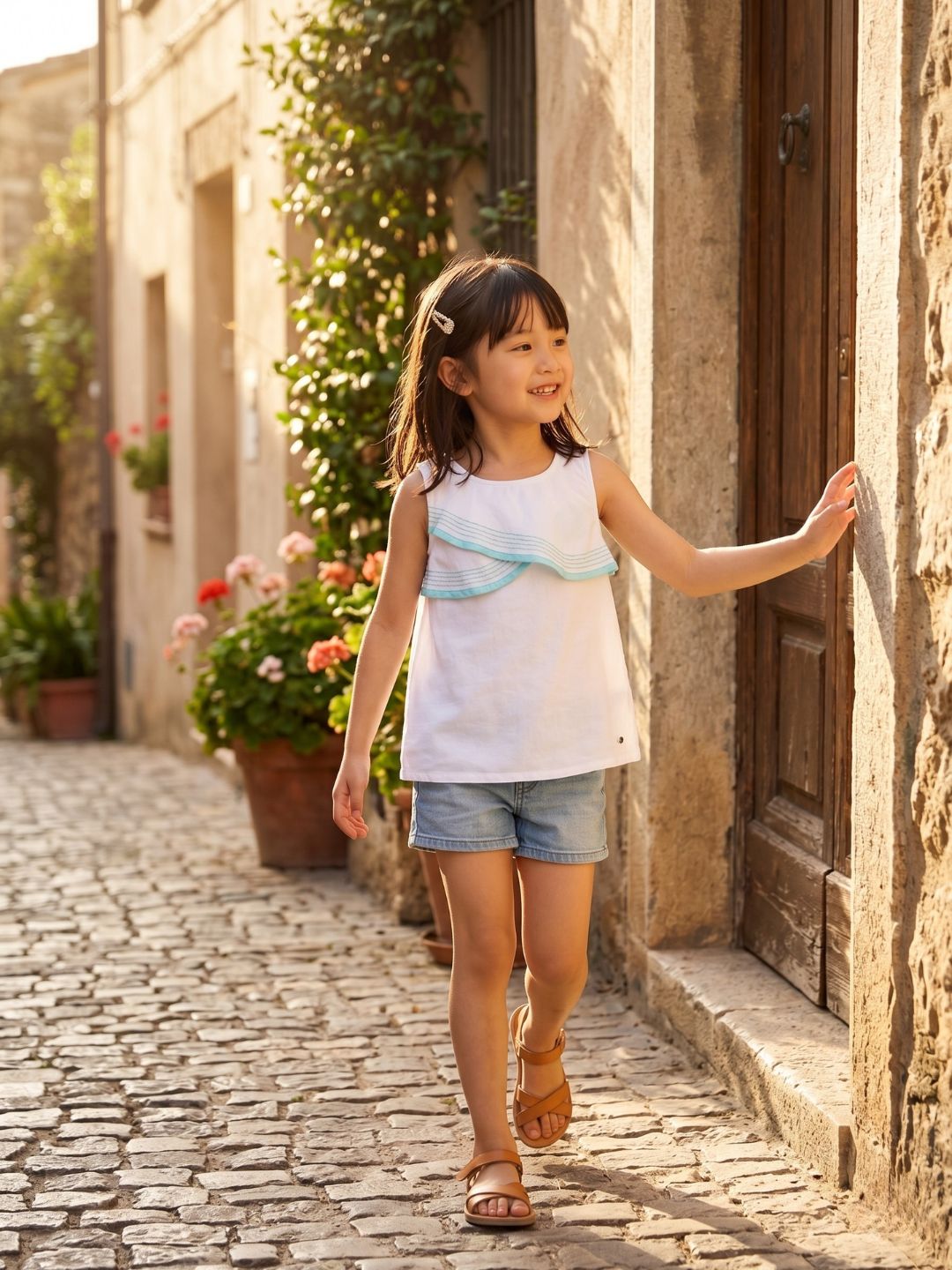 Blue Giraffe Girls Top