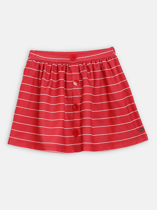 Elle Kids Girls Red Printed Regular Fit Skirt