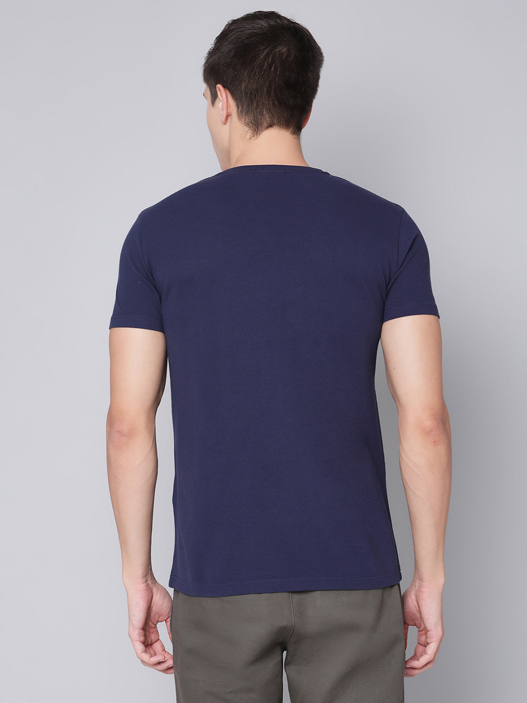 Gant Men Blue Solid Round Neck TShirt