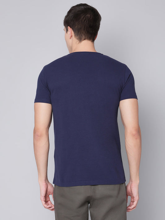 Gant Men Blue Solid Round Neck TShirt