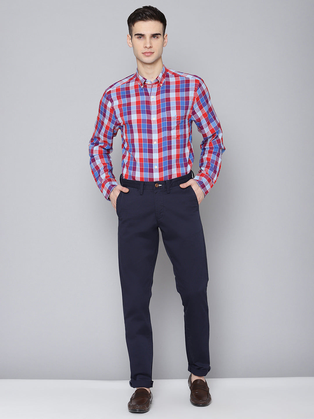 Gant Men Red Checked Collar Shirt