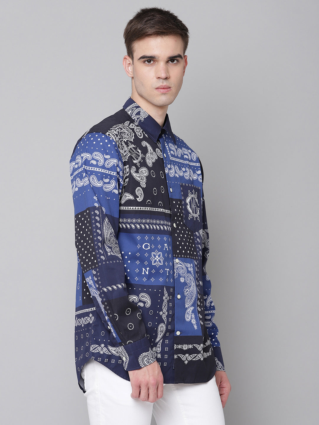 Gant Blue Printed Regular Fit Shirt