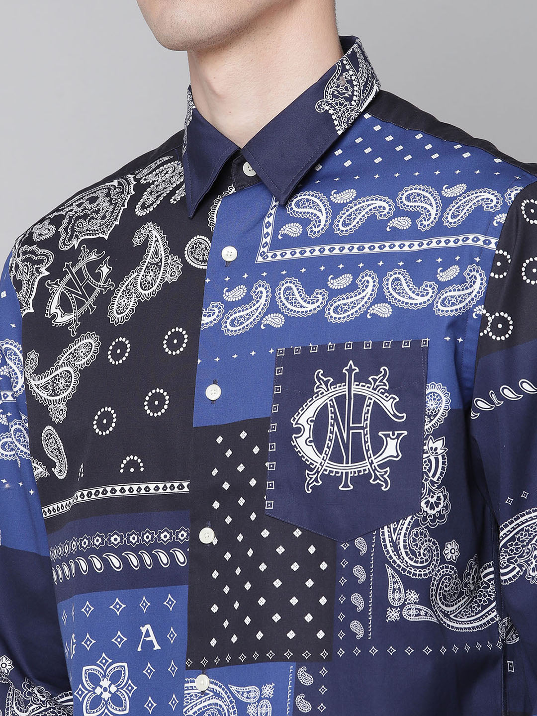 Gant Blue Printed Regular Fit Shirt