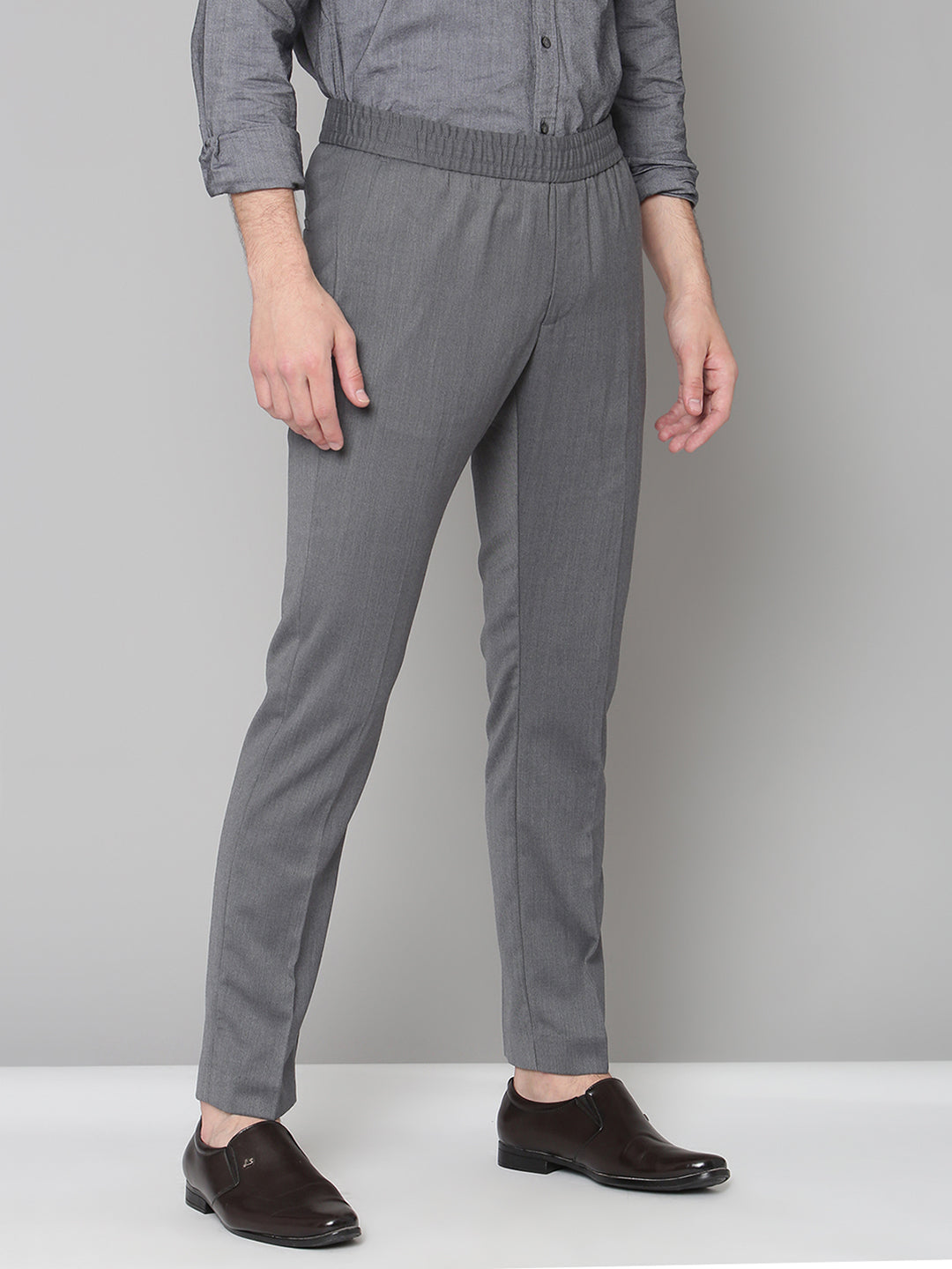 Gant Men Grey Solid Slim Fit Trouser