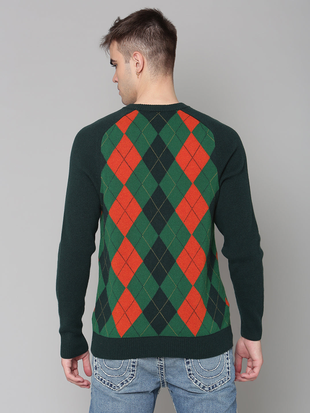 Gant Men Green Solid Round Neck Sweater
