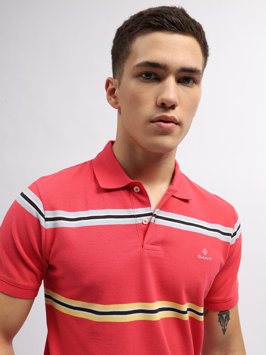 Gant Pink Striped Regular Fit Polo T-Shirt