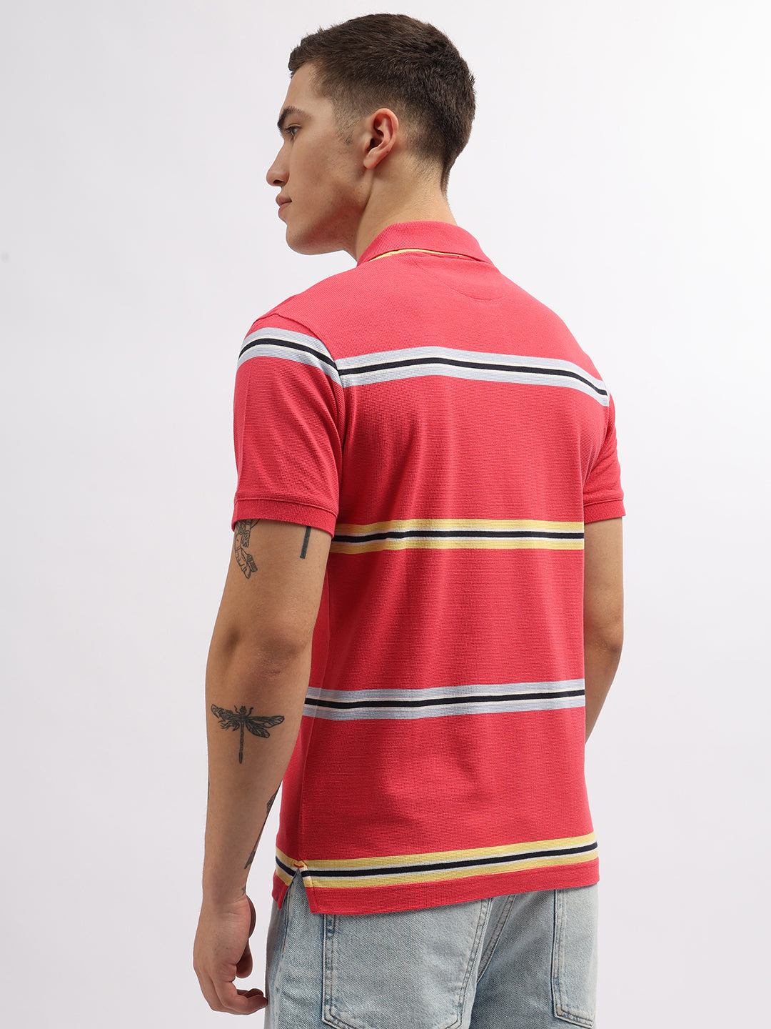 Gant Pink Striped Regular Fit Polo T-Shirt