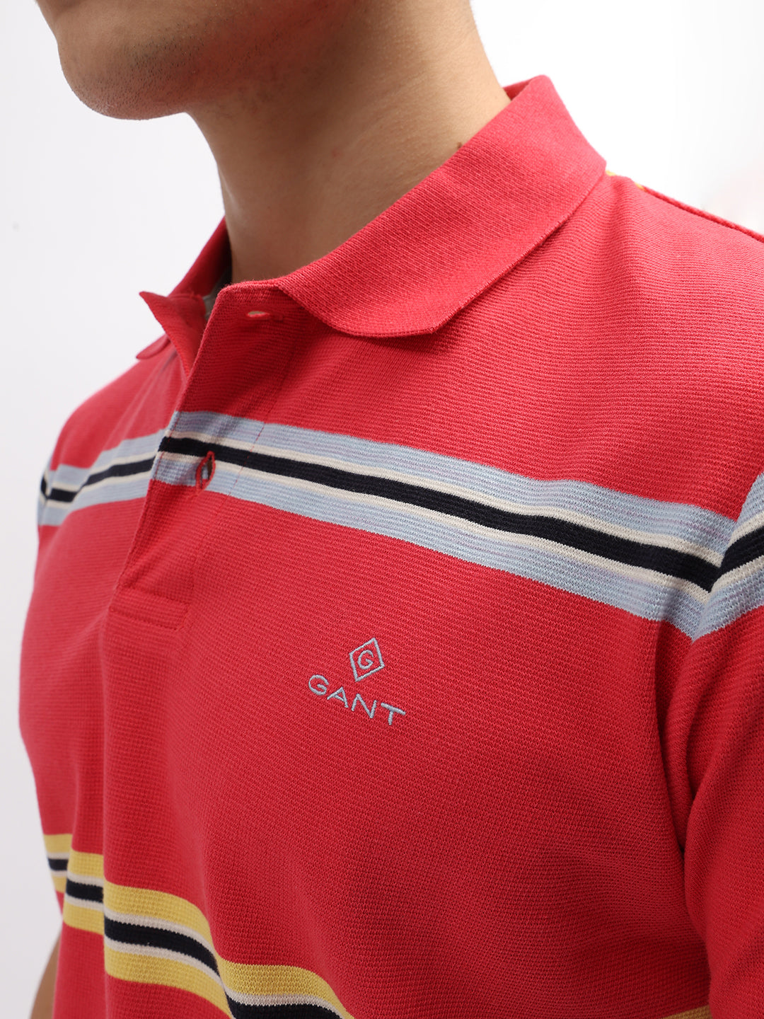 Gant Pink Striped Regular Fit Polo T-Shirt