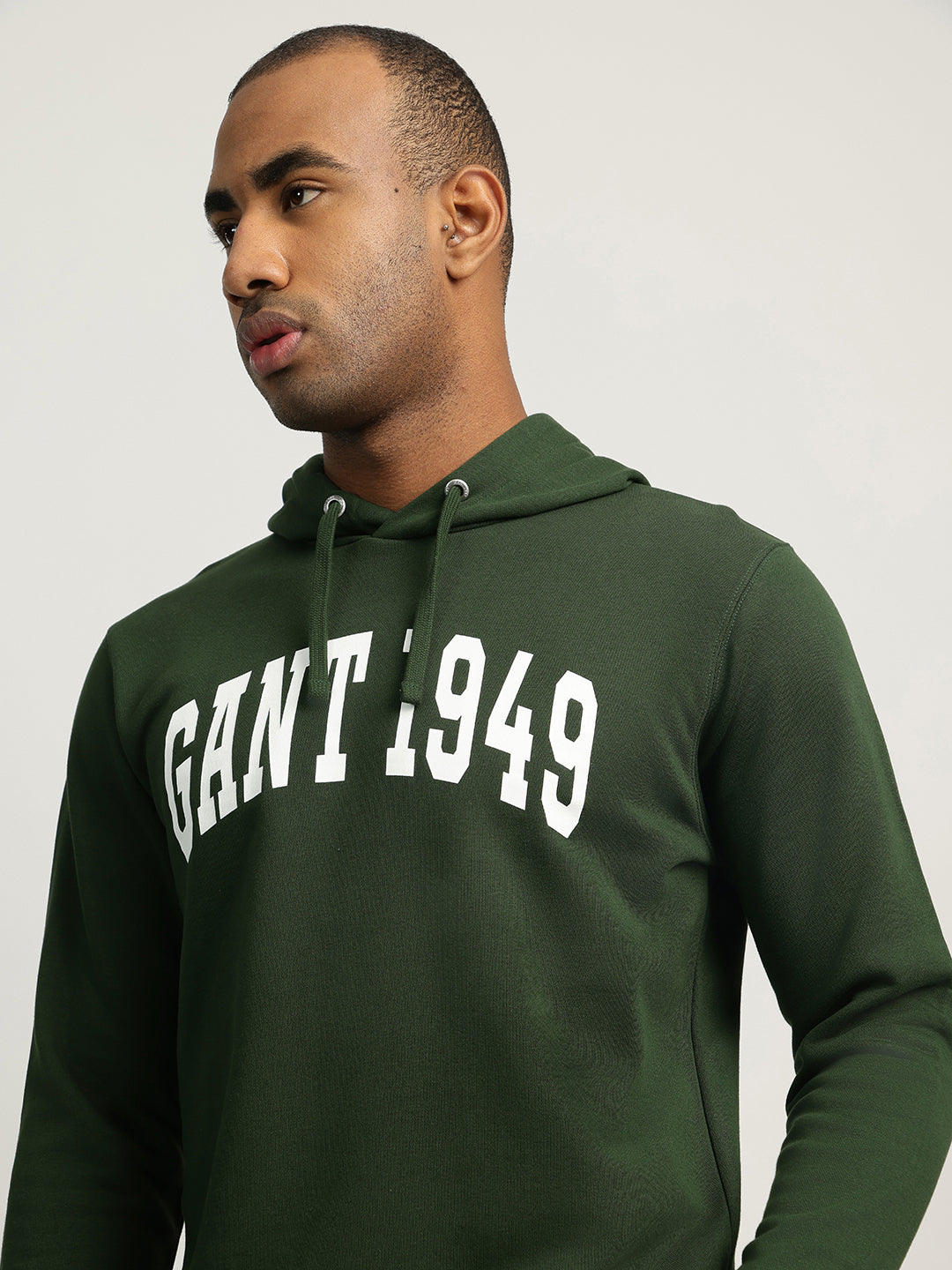 Gant Men Green Solid Hooded Sweatshirt